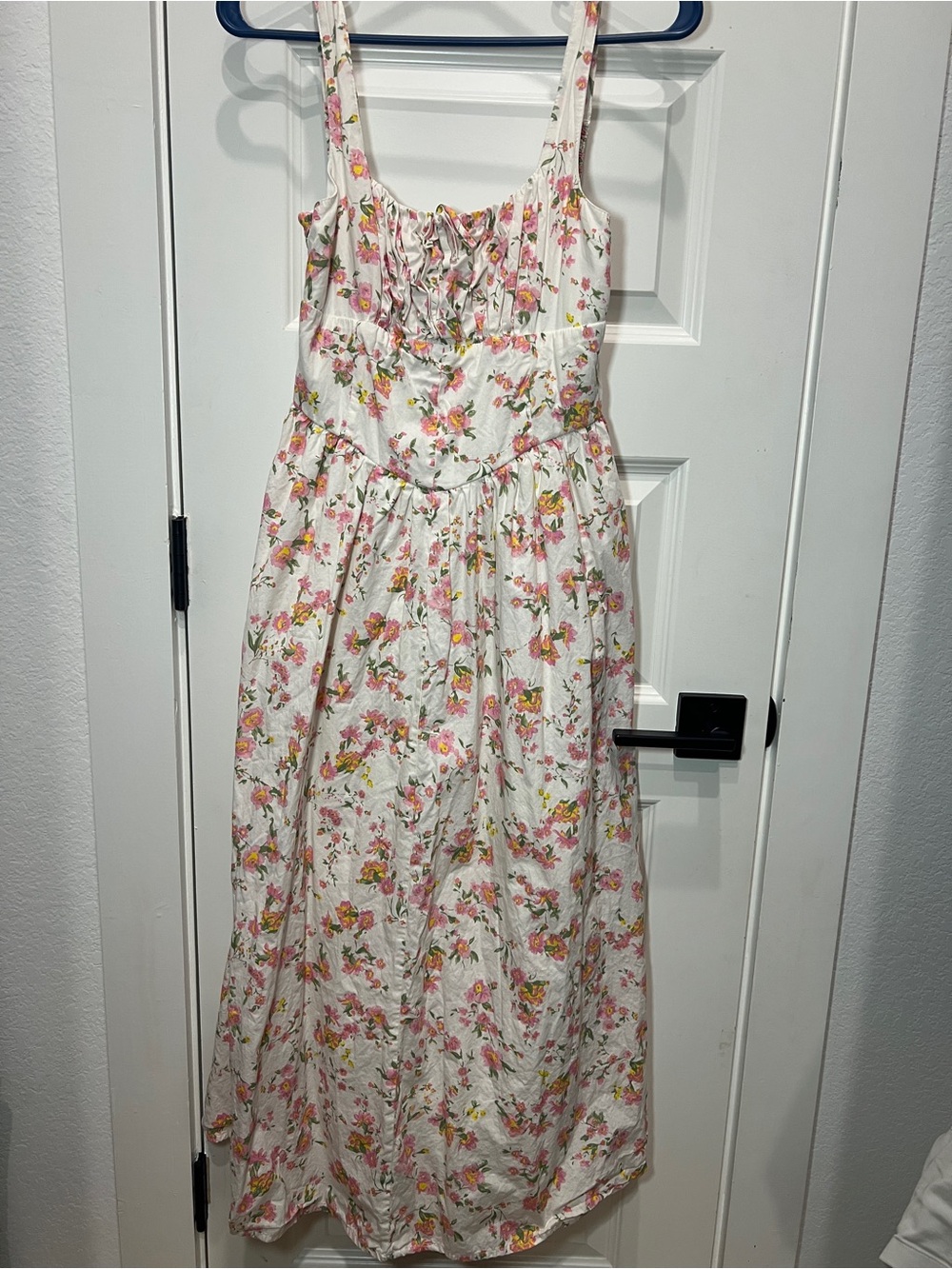 Jessica Simpson White Floral Maxi Dress with Pink and Yellow Blooms